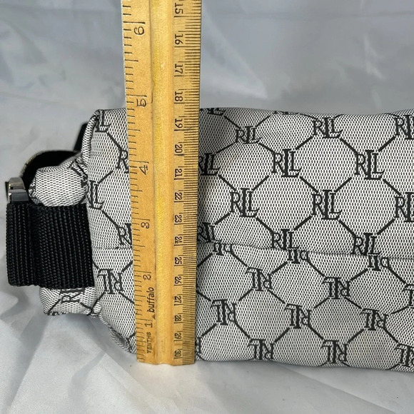 VINTAGE Y2K Lauren Ralph Lauren Black Grey Signature Monogram Shoulder Bag - Picture 12 of 16
